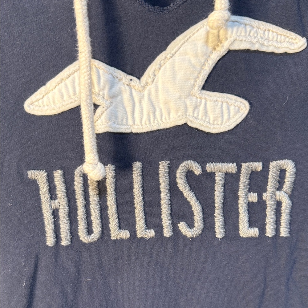 Y2K Hollister Navy Hoodie with White Accents - Picture 3 of 4